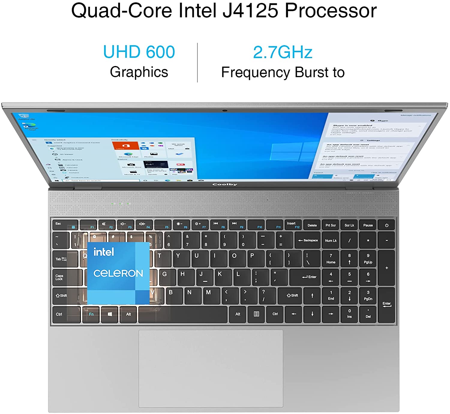 Portátil 2022 Windows 11, pantalla IPS de 15.6 pulgadas 1920 x 1080, Coolby 8 GB DDR4 RAM / 256 GB SSD computadoras, procesador Intel J4125 Quad-Core Notebook PC, compatible con 2.4G/5G Hz WiFi, BT, teclado de tamaño completo - Imagen 2