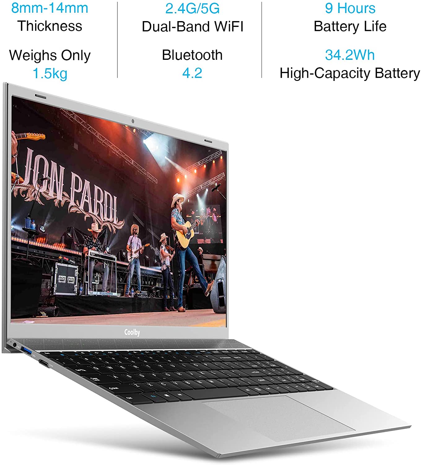 Portátil 2022 Windows 11, pantalla IPS de 15.6 pulgadas 1920 x 1080, Coolby 8 GB DDR4 RAM / 256 GB SSD computadoras, procesador Intel J4125 Quad-Core Notebook PC, compatible con 2.4G/5G Hz WiFi, BT, teclado de tamaño completo - Imagen 5