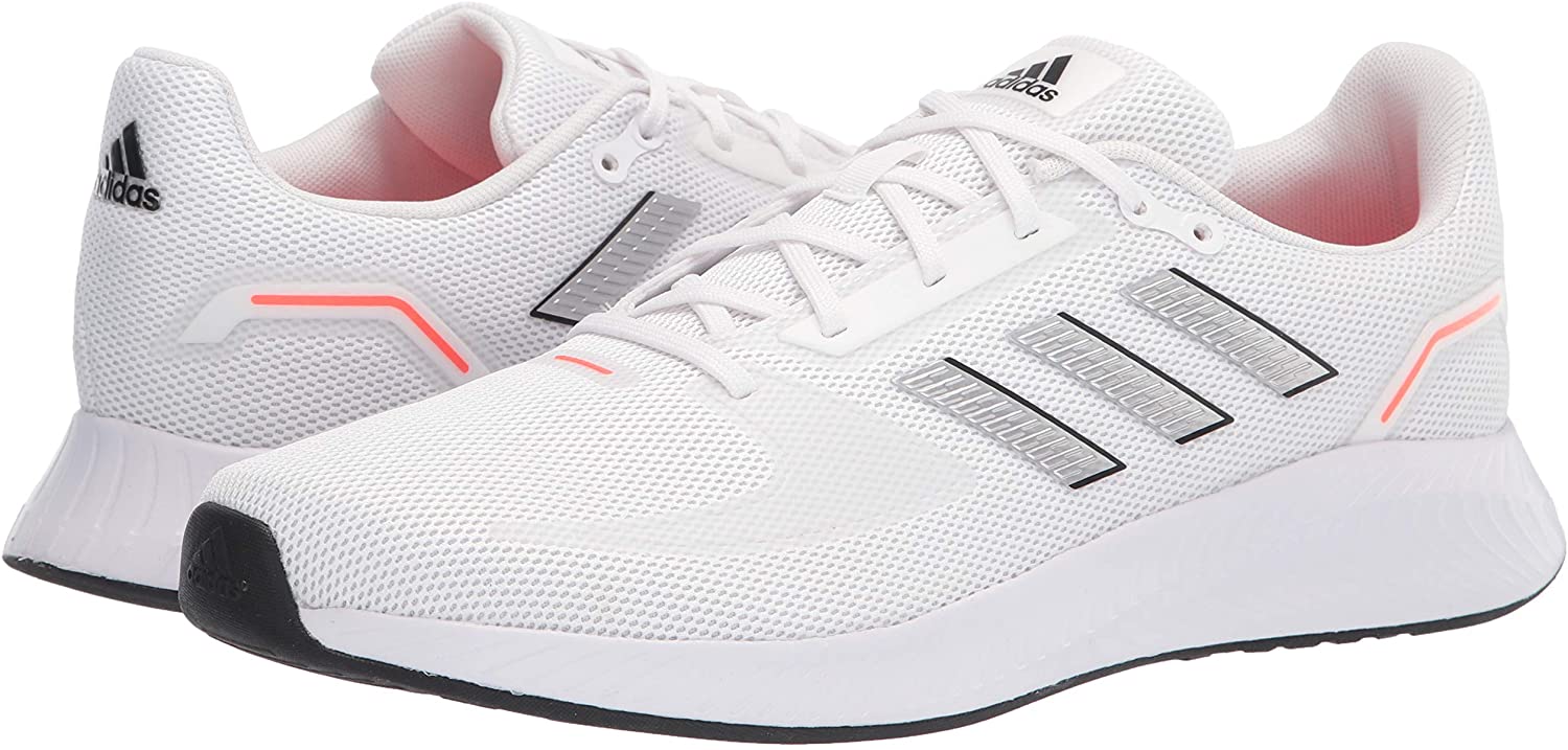 adidas Runfalcon 2.0 - Tenis de correr para hombre, Blanco/plateado metálico/rojo solar., 8 - Imagen 7